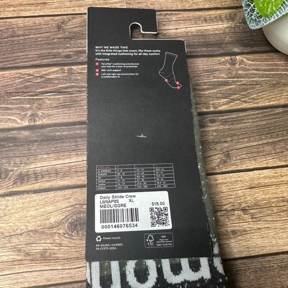 Lululemon Men's Daily Stride Crew Sock NWT Size XL (MEOL/GGRE) - Picture 8 of 10